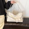 Women PU Leather Chain Decor Handbag Large Capacity Silver Shoulder Crossbdoy Bag With Mini Purse