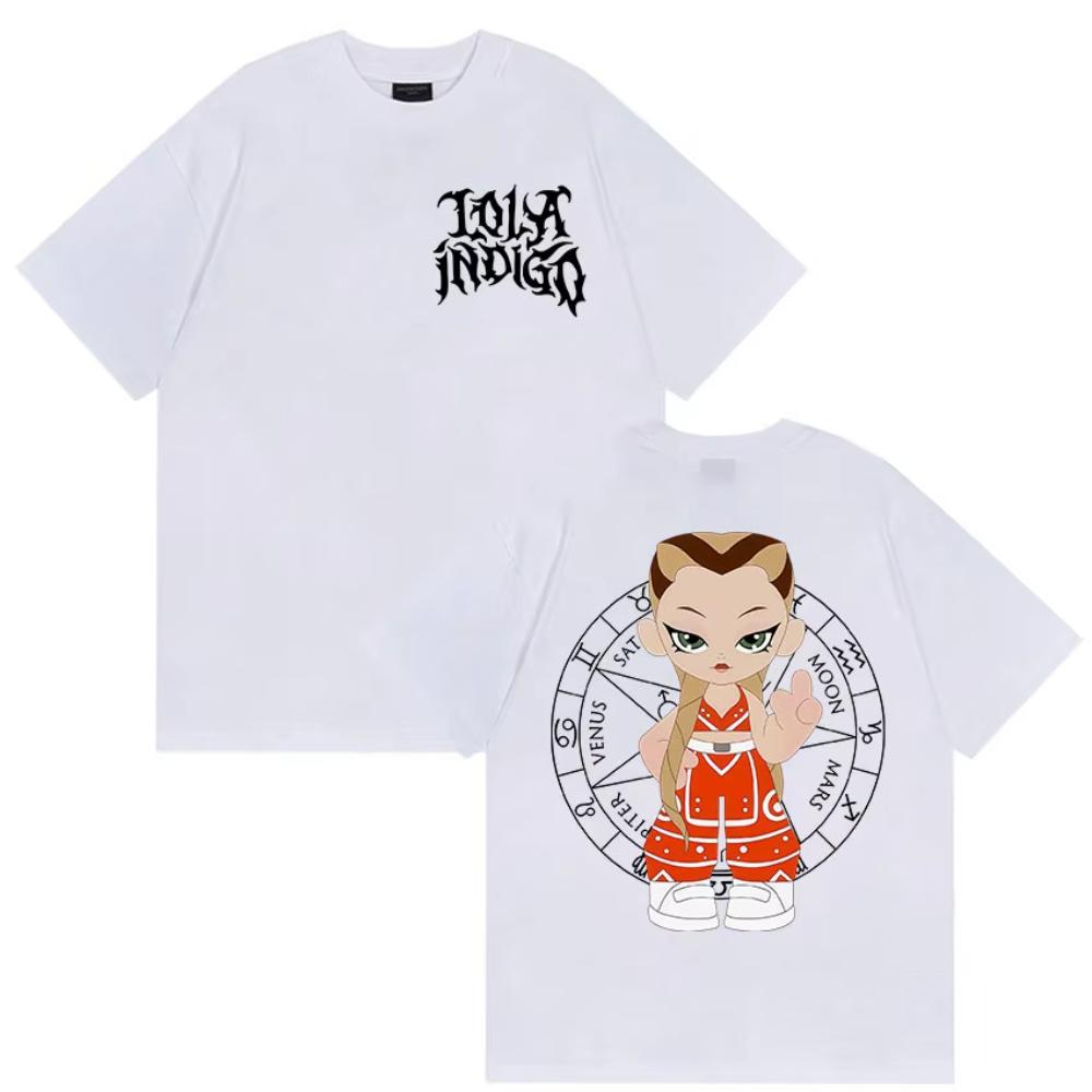 Singer Lola Indigo Tour 2025 Merch T-Shirt Men Women Harajuku High Quality Vintage T-shirts Casual Oversized Cotton Tops T Shirt