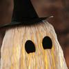 Halloween Hanging Ghost Decoration LED Light Up White Cotton Rope Ghost with Witch Hat for Indoor Outdoor Home Party Decor