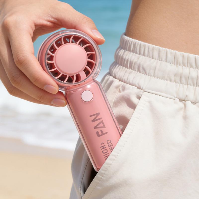 Portable USB Rechargeable Cartoon Handheld Fan - Lightweight, Three-Speed, Outdoor Friendly