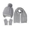 3Pcs/Set Kids Hat Scarf Glove Set Plush Ball Decor Twist Texture Knitting Hat Long Scarf Winter Gloves Set Winter Accessories