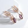 Серьги-подвески с фиолетовым цирконом и геометрической огранкой золотого цвета, модные женские роскошные блестящие аксессуары