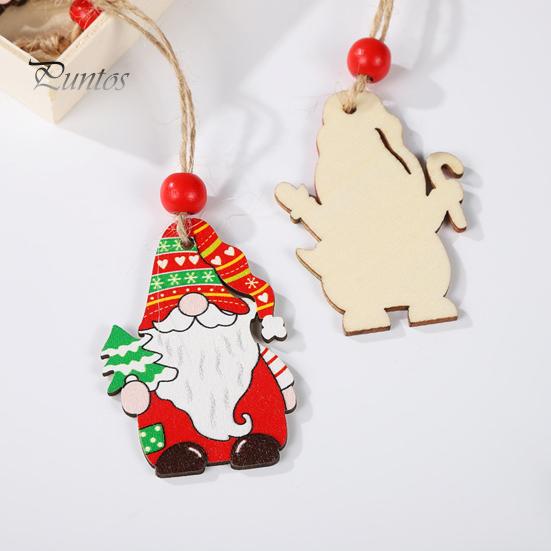 12 шт./компл., рождественские деревянные подвесные украшения в штучной упаковке, безликий гном, деревянная бусина, пеньковая веревка, рождественское елочное украшение, кулон, товары для вечеринок, подарок