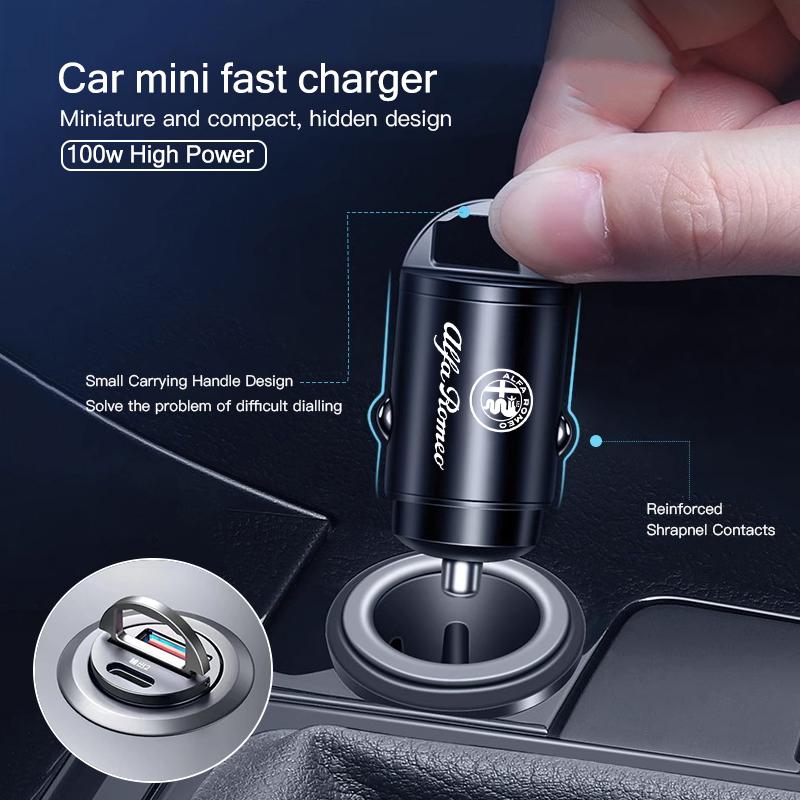 Car Stickers For Alfa Romeo Car Charger For Alfa Romeo 4C 159 166 Spider Giulia Giulietta 156 Tonale Mito USB Type-C Phone Hidde