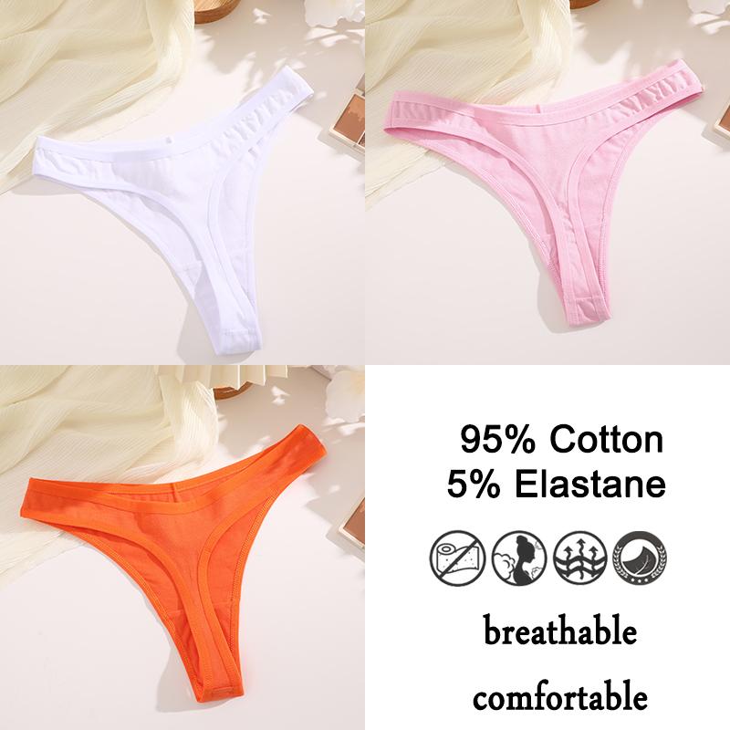 3шт/комплект хлопковые трусики стринги женские трусики сексуальное нижнее белье женское нижнее белье стринги для женщин однотонные интимные трусики