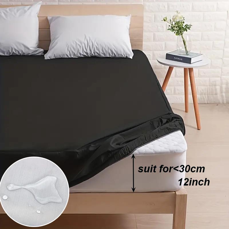 1 шт. Водонепроницаемая простыня на резинке, Мягкое полиэстеровое постельное белье, Наматрасник с глубоким карманом, Однотонный дизайн для спальни, Только простыня, Постельное белье для общежития