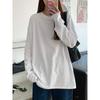 New Spring Long-sleeved T-shirt for Women's Loose White Cotton Base Shirt Spring Underwear Top Pure White T-shirt