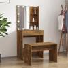 VidaXL Vanity Set with LED Cosmetic Table Makeup Vanity Table Jewelry Table Bedroom Smoked Oak 3114136