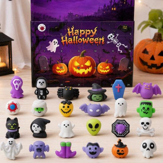 jijijing Halloween Advent Calendar, 24 Days Countdown Calendar with Pcs Slow Rising Squeeze Toys, Scary Collectible Dolls Gifts for Kids, Party Favors
