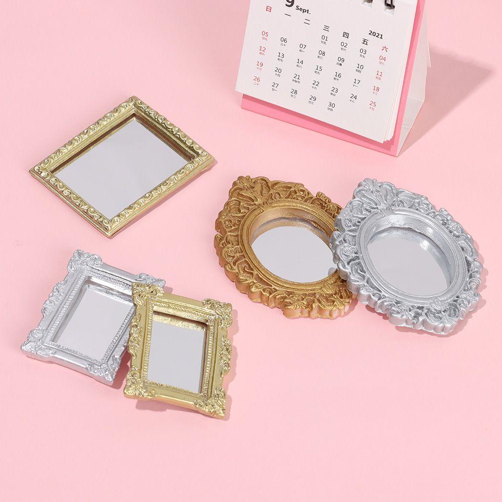 Micro Ornaments Retro Dollhouse Frame Accessories Dollhouse Mirror Miniature Wall Room Mini Mirror