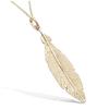 [Q1101] - Gold Plated 'Navajos' Pendant (feather) - 36x10 Mm