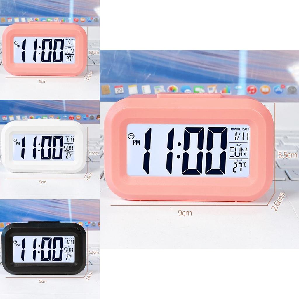 Pink Cartoon Student Timer Alarm Clock With Lcd Display Calendar Night Light For Kids
