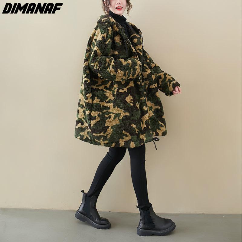 DIMANAF Женские пальто Новые большие размеры Зимние новые кашемировые куртки Пальто Парка с рождественским узором и принтом Дизайн Теплая флокированная верхняя одежда больших размеров