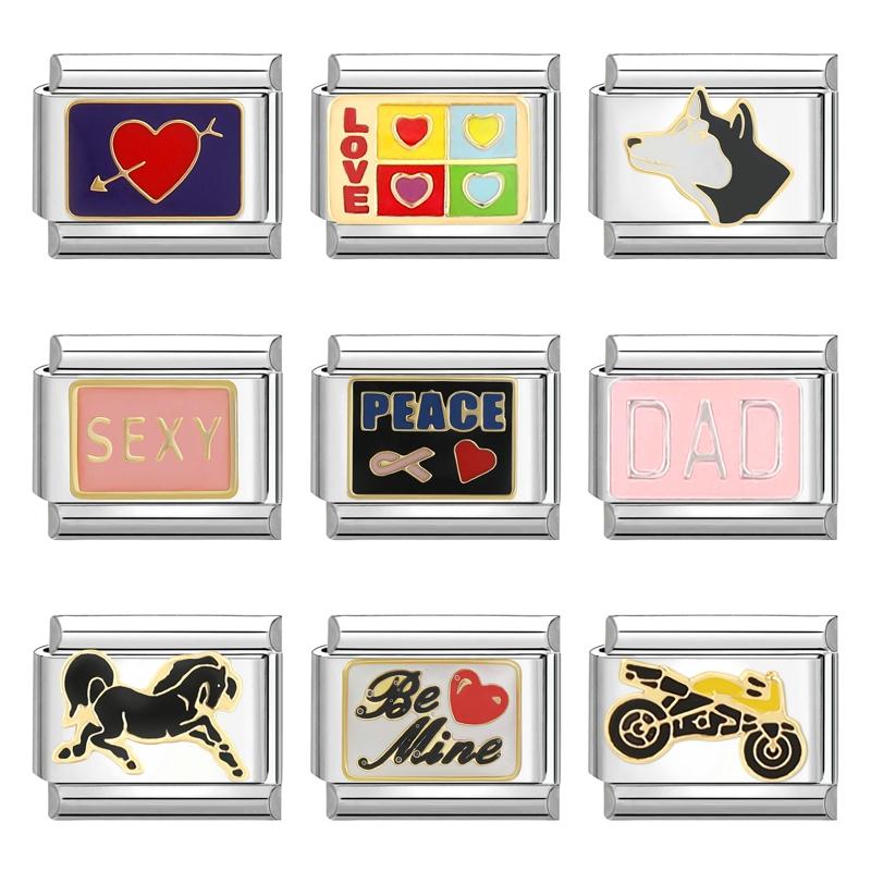 Модный бургер подсолнух ракетное сердце итальянские очаровательные звенья квадратные бусины подходят для 9 мм итальянского браслета из нержавеющей стали DIY изготовление подарков