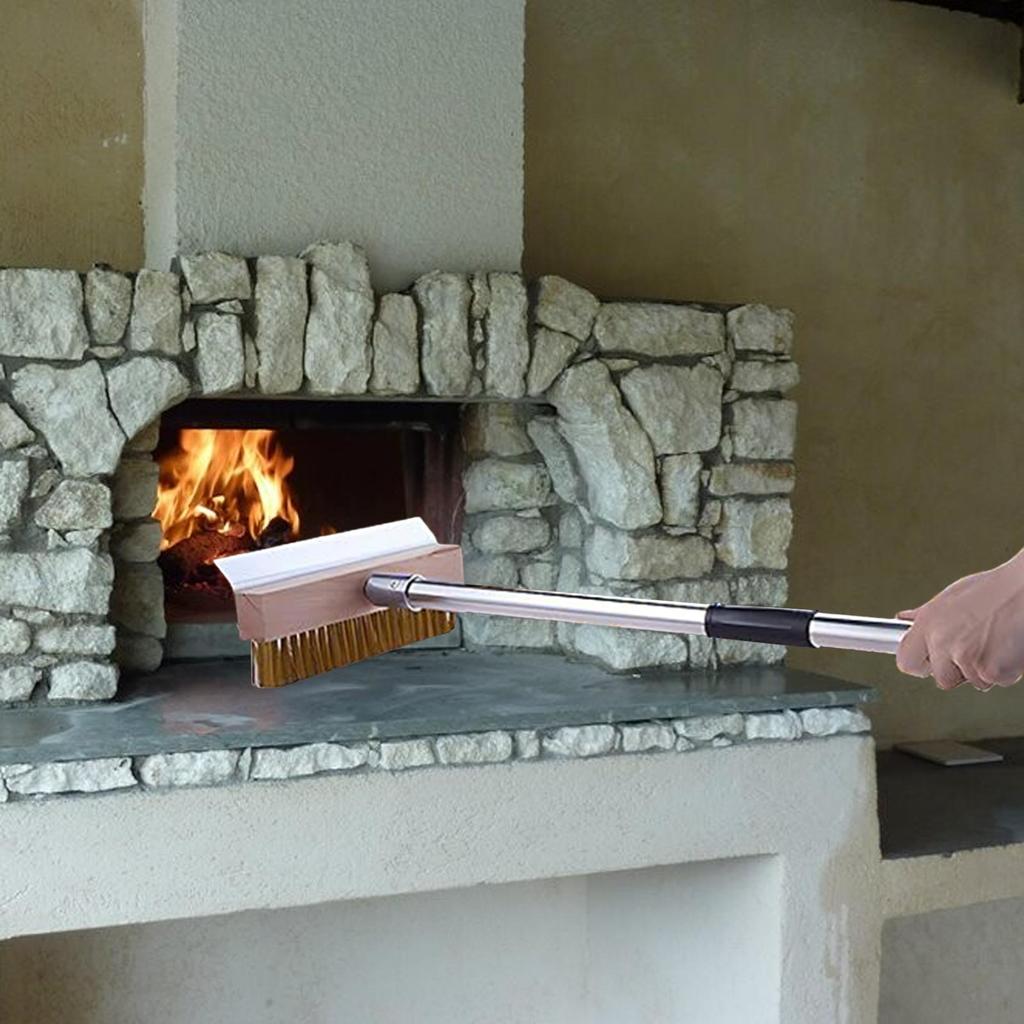 Pizza Oven Brush Long Handle Oven Cleaner Brush With Scraper Home Kitchen Supplies For Outdoor Cooking Grilling Fryer Baking