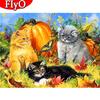 5D DIY Diamond Embroidery Halloween Full Square Round Diamond Painting Cat Mosaic Cartoon Home Decoration