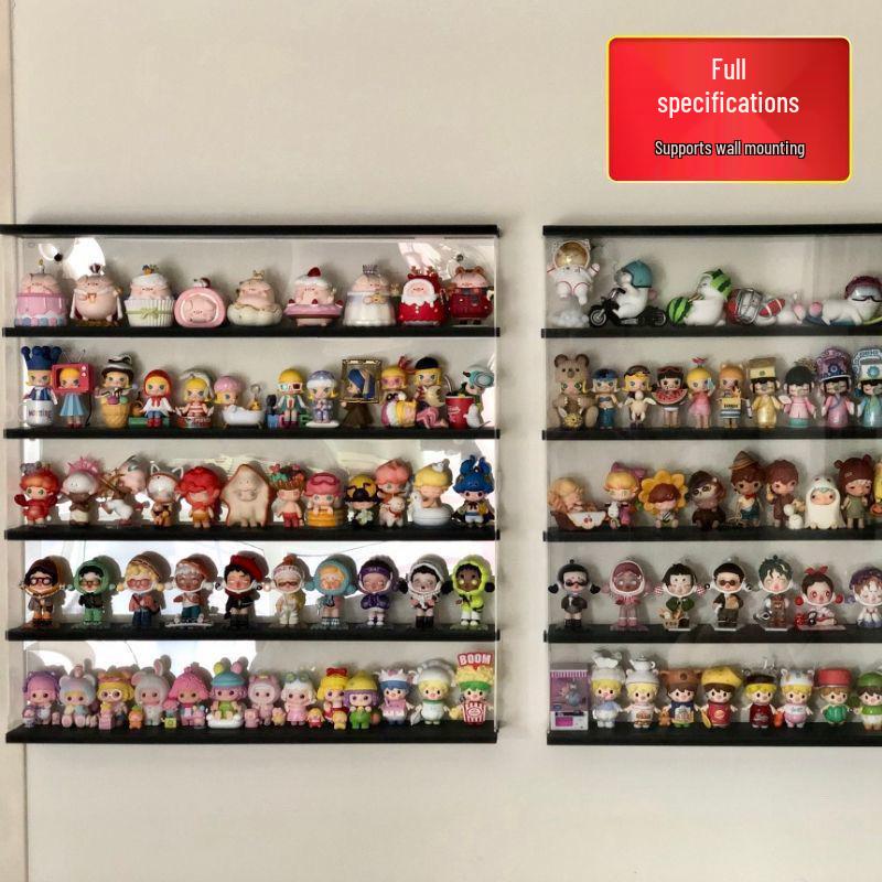 Многоярусная черная настенная витрина для кукол, LEGO, фигурок ручной работы и фигурок Pop Mart Blind Box Molly