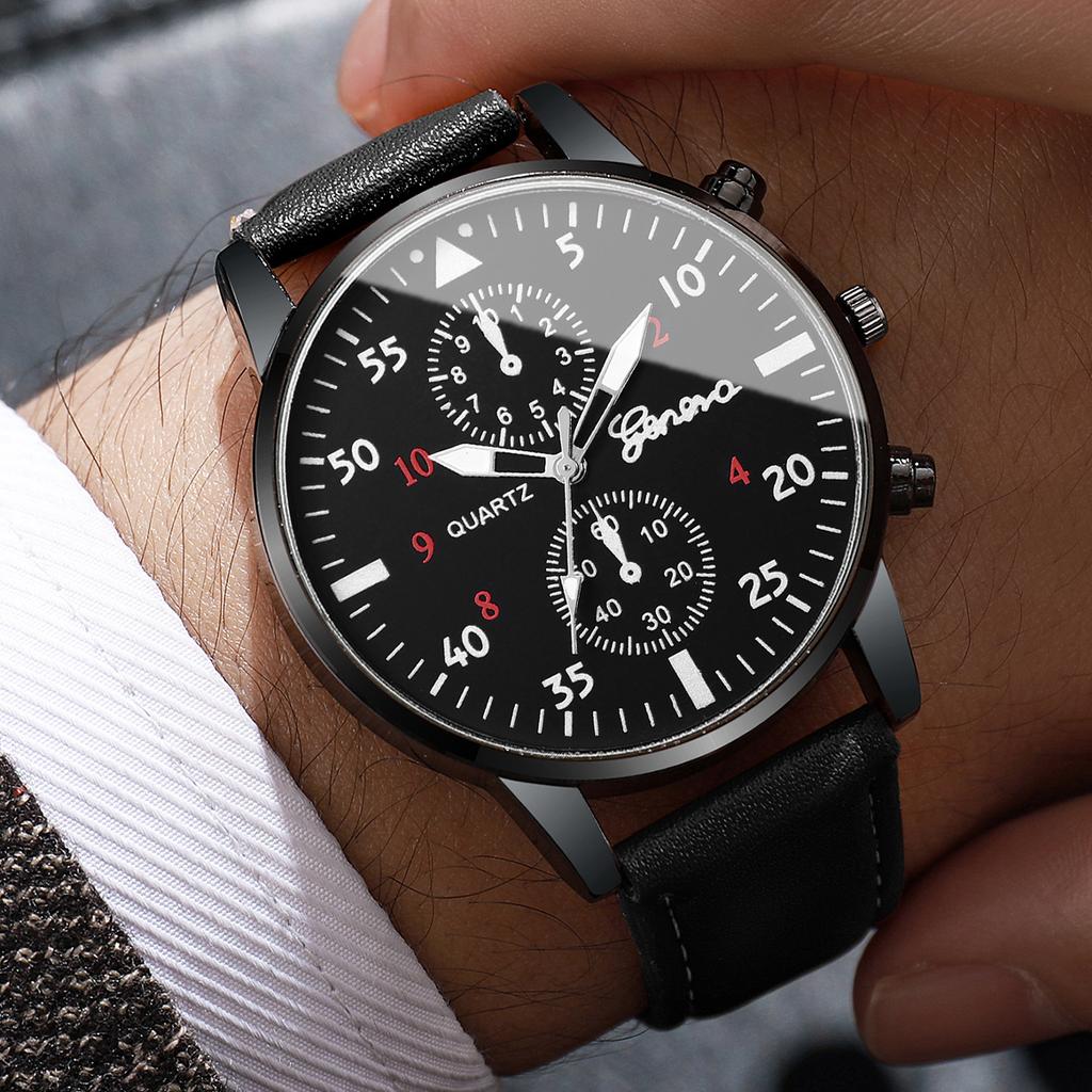 2/4/6 шт./набор Мужской набор часов Модный Повседневный Деловой стиль Мужской темперамент Кожаные часы Спортивный стиль часов Без коробки