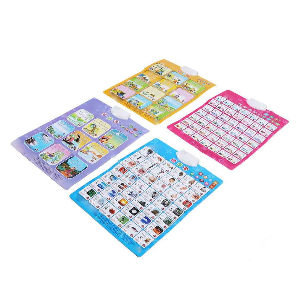 4 шт. Учебный плакат китайского языка Китайские иероглифы Трехсловный праймер Штрихи Ключи Поэзия династии Тан Е