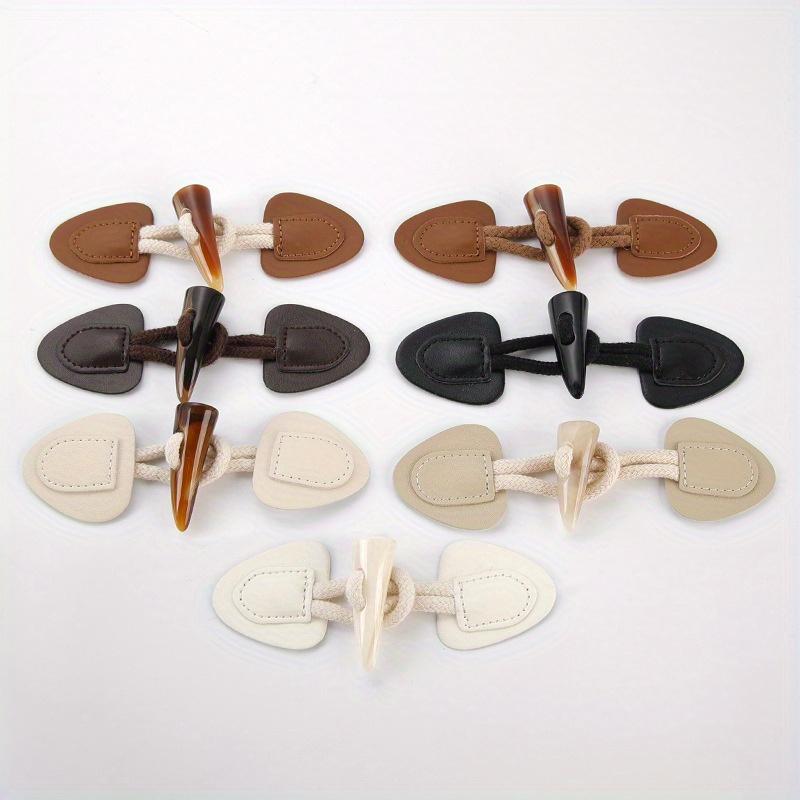 5 пар пуговиц-застежек из искусственной кожи с роговыми пряжками для пальто, куртки, дафлкота, для DIY, ручной работы, пришивные, для украшения одежды