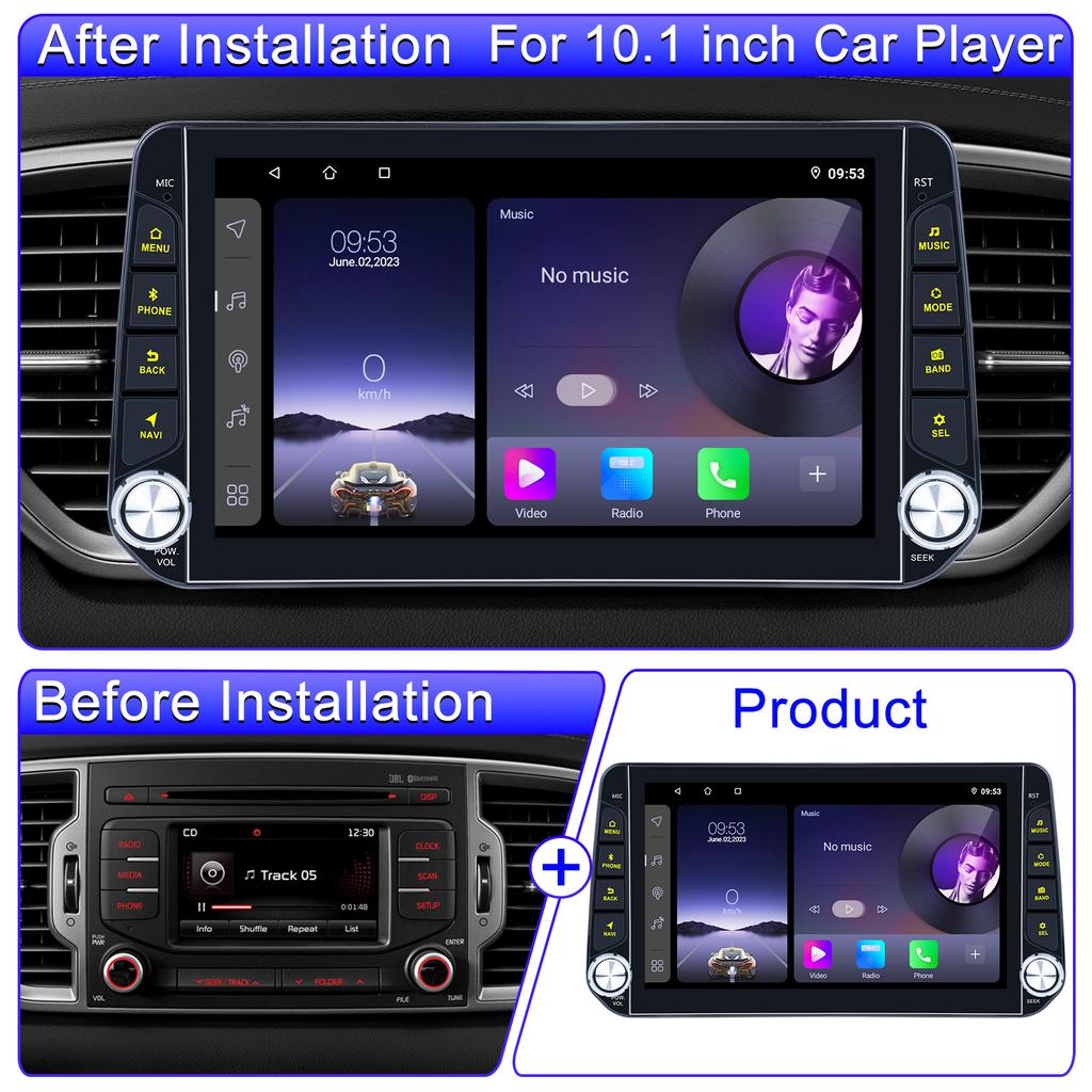 10.1 Inch Android 4-core / 8-core Car Radio Multimedia Player Double Knob Gps Navigation