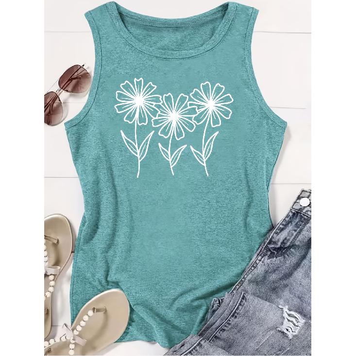 Elegant Vest for Women Casual loose-fitting summer vest with floral print Fashionable, unique, simple, suitable for commuting, vacation, and everyday
