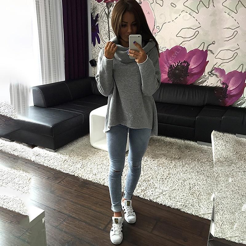 SCIONE свитер женский зимний теплый пуловер для отдыха нерегулярный высокий воротник шарф воротник футболка Топ