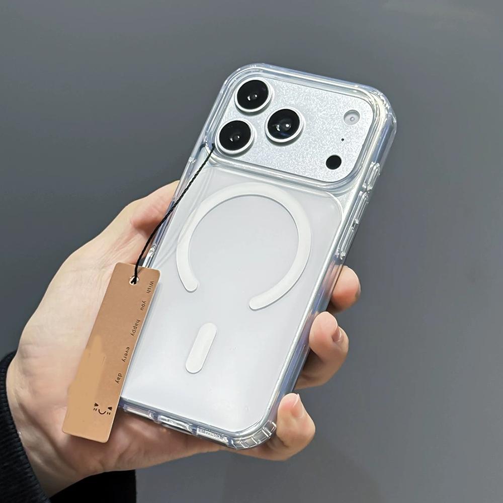 Original Crystal Clear For Magsafe Magnetic Case For iPhone Air 17 16 Plus 15 14 13 12 Pro Max Plus Acrylic Hard Armor Cover