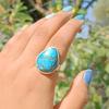 Кольцо ручной работы с бирюзой, созданное в лаборатории, серебро 925 пробы, кольцо с грушей, женское кольцо, серебряное кольцо, подарок на день рождения, цельное кольцо