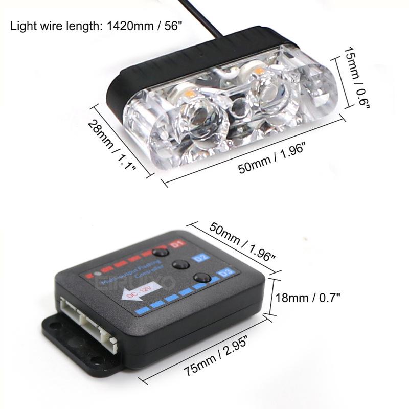 12 16 LED Car Front Grille Strobe Light 12V LED Flashing Emergency Lamp Police Warning Flash Signal Light Daytime Running Lights