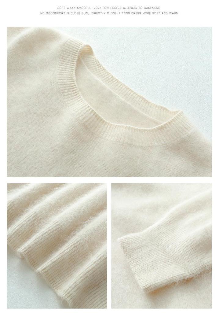 Women's Brushed Wool Round Neck Sweater - Soft, Versatile, Elegant Fashion for Autumn and Winter