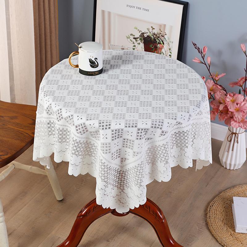 Модная кружевная ромбовидная сетка, выдолбленная скатерть, бытовая белая кружевная круглая скатерть, практичная квадратная кружевная скатерть, декоративная ткань