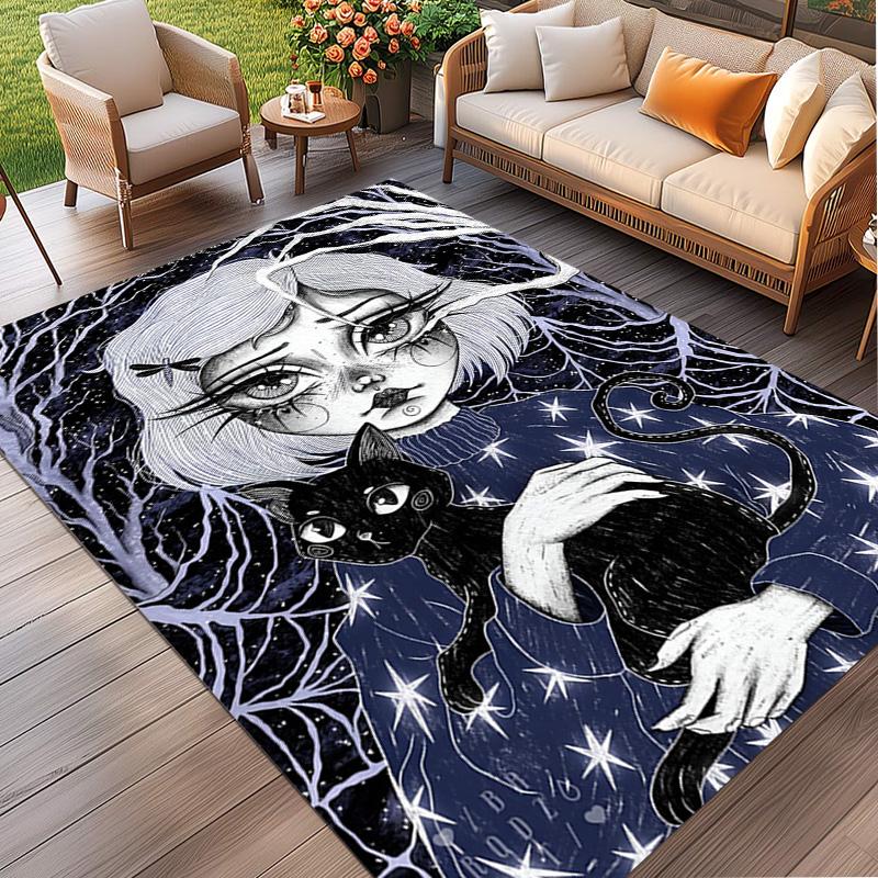 Coraline Print Rug, Washable Floor Carpet, For Entryway Dorm Laundry Room Office Study, Home Decor Birthday Christmas Gift