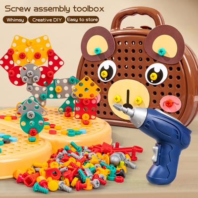 Ящик для инструментов Монтессори с дрелью, детские развивающие игрушки, набор, ящик для инструментов с дрелью, игрушки, набор для самостоятельного строительства для малышей