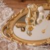 1PC Vanity Tray Bathroom Oval Golden Mirror Tray Home Decor Washstand Tray Small Jewelry Photography Decoration European Retro