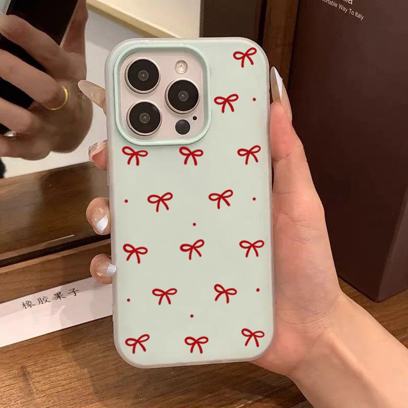 Милый чехол для телефона с принтом красного банта, матовый, для iPhone 17 Air 16 15 14 13 12 11 Pro Max X XS XR 7 8 Plus 16E SE2, противоударные чехлы