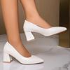 Fashion Fashion Pointed Toe Chunky Heel Pumps Woman Solid Color Comfortable High Heels Ladies Office Shoes Elegant Slip On Party Pumps