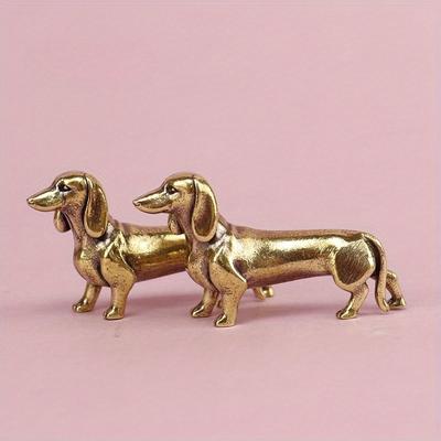 Статуэтка таксы из чистой меди, винтажные латунные фигурки, домашний декор, настольное украшение, миниатюры, антикварный чайный питомец, ремесла, подарки
