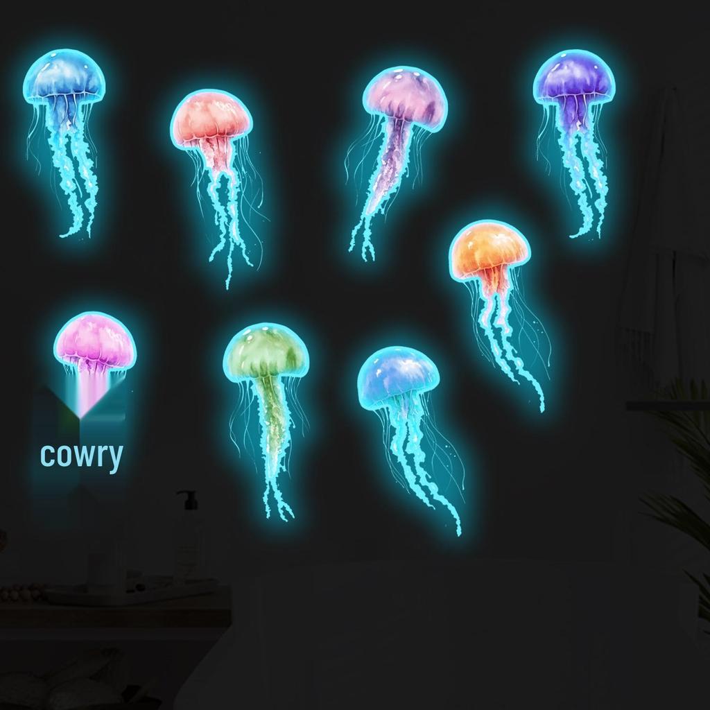 Синие светящиеся наклейки «Волшебные медузы» для украшения детской комнаты
