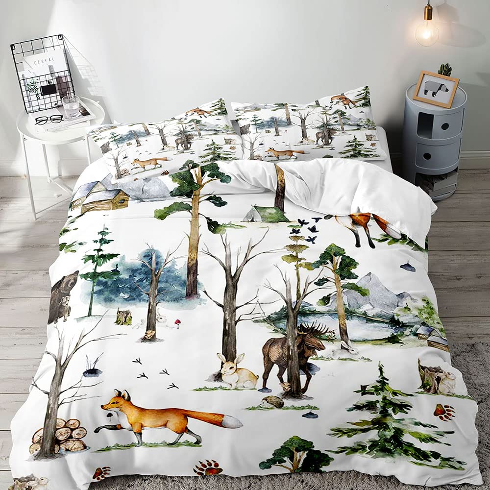 Wildlife Duvet Cover Set For Teens Adults Queen King Size Quilt Covers Lightweight Down 2 Pillowcases 1 Duvet Cover No Comforter