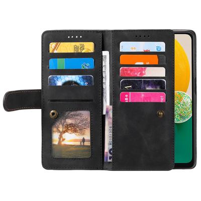 Чехол для Samsung Galaxy S24 FE с карманом на молнии, кожаный чехол для телефона из ПУ с 9 отделениями для карт