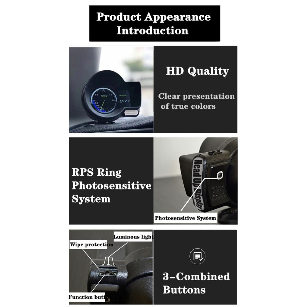Автомобильный Obd Hd Lcd Hud Проекционный Дисплей Цифровой Многофункциональный Датчик Буст Инструмент Сканирования