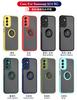 Противоударный бронированный матовый чехол для Samsung Galaxy A14 A24 A34 A54 A05 A05S A15 M14 M34 M54 5G автомобильный магнитный держатель кольцо подставка чехол