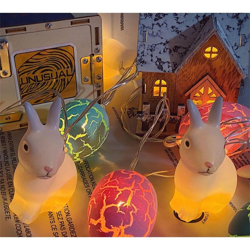 1,5 м 10 светодиодов Новые цветные потрескавшиеся яйца Гирлянда Оформление пасхальной вечеринки Подвесное украшение для спальни Атмосферный свет Украшение-люстра