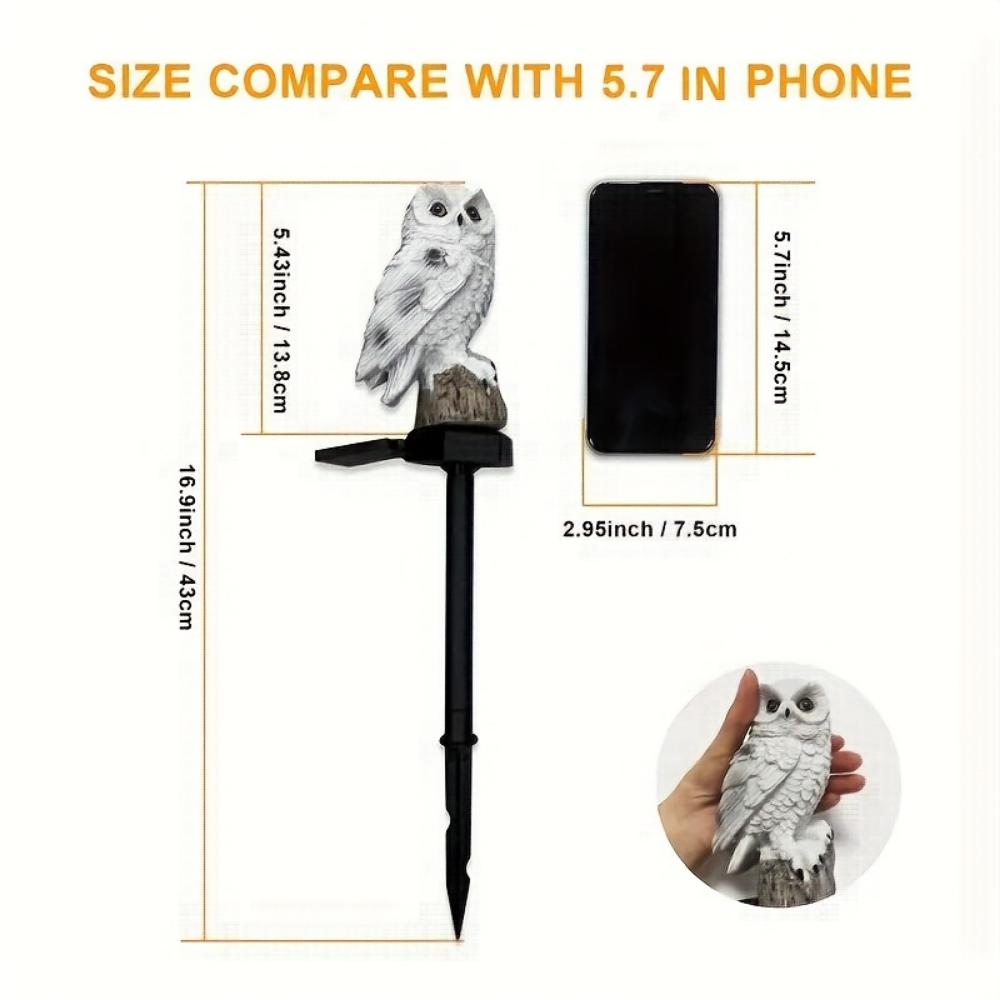 Набор из 2 штук, смола сова на солнечной батарее, газонный светильник, смола попугай, декоративный светильник для сада, подходит для сада, цветника, двора, газона