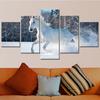 White Horse Running Snow Poste Wall Art Canvas Set - Modern Animal Themed Decor Painting for Teenager's Room Interior Decoration