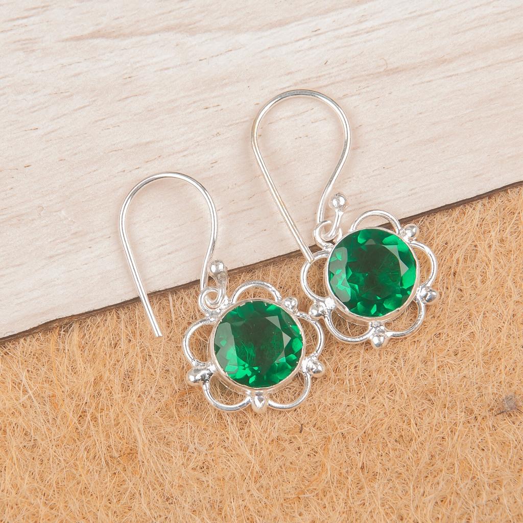 Chrome Diopside Gemstone 925 Sterling Silver Jewelry Handmade Earrings 1.40" EE-56-1