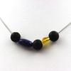 Stones and Minerals. 8mm Lava Bead Necklace + Australian Yellow Opal + Lapis Lazuli On Stainless Steel Chain.