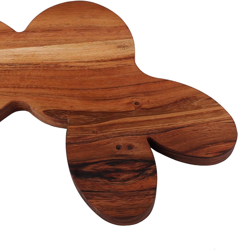 Bunny Shaped Wood Serving Board, Wood Cutting Board for Kitchen, Wooden Charcuterie Boards, Funny Serving Platter for Cheese and Food, 14.3" X 10.5"