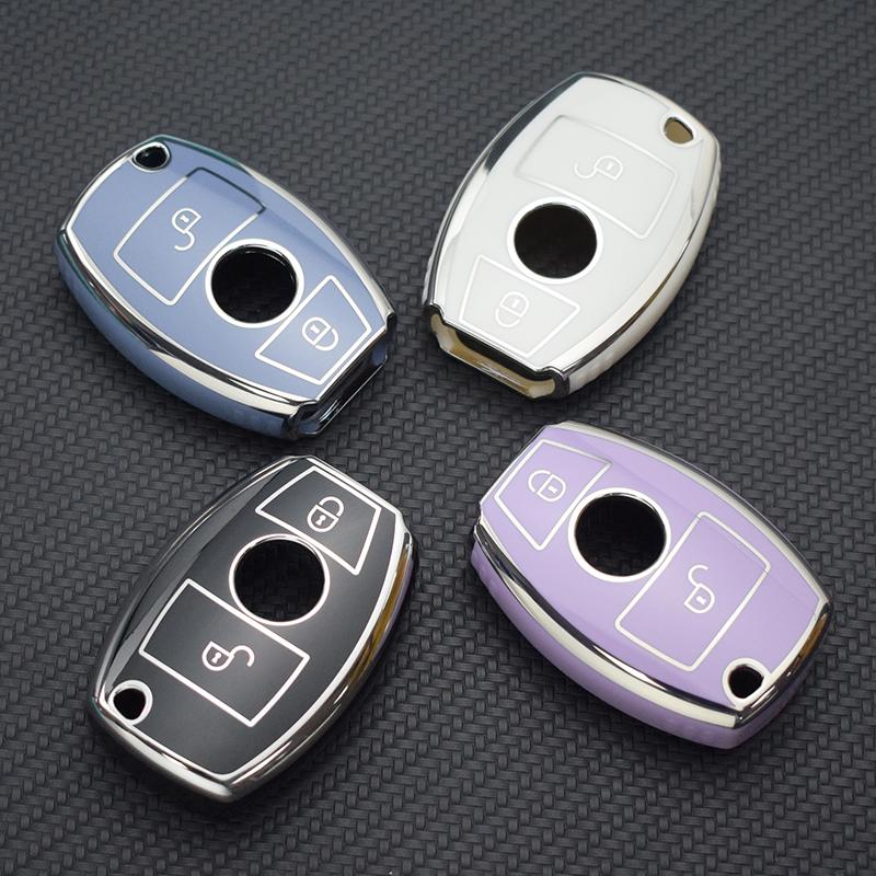 2 кнопки ТПУ чехол для ключей от машины Защитный чехол для Mercedes Benz ABCER Class GLS GLA GLK GLC CLS CLA AMG W204 W205 W212 W463 W176 аксессуары